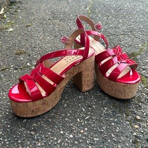Journee Collection Red Platform Cork Sandals